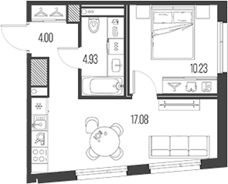 1-комнатная квартира 36.24 м², 4/10 эт., ЖК «LEGENDA Васильевского»